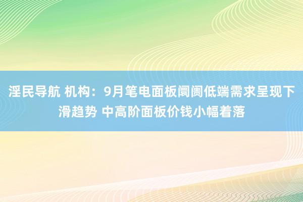 淫民导航 机构：9月笔电面板阛阓低端需求呈现下滑趋势 中高阶面板价钱小幅着落