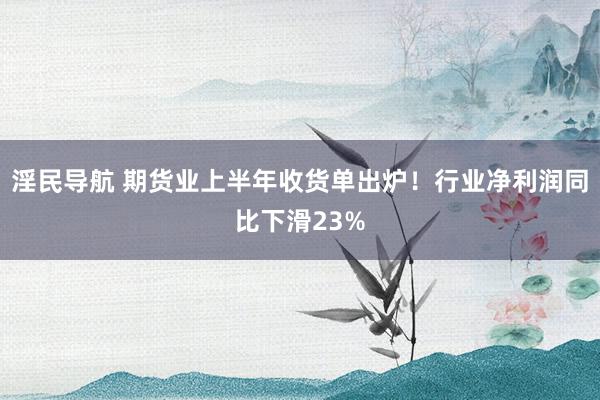 淫民导航 期货业上半年收货单出炉！行业净利润同比下滑23%