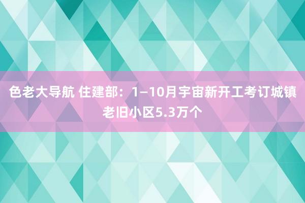 色老大导航 住建部：1—10月宇宙新开工考订城镇老旧小区5.3万个