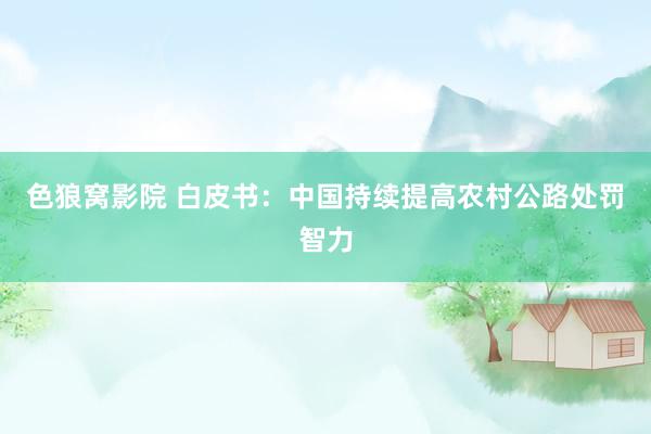 色狼窝影院 白皮书：中国持续提高农村公路处罚智力