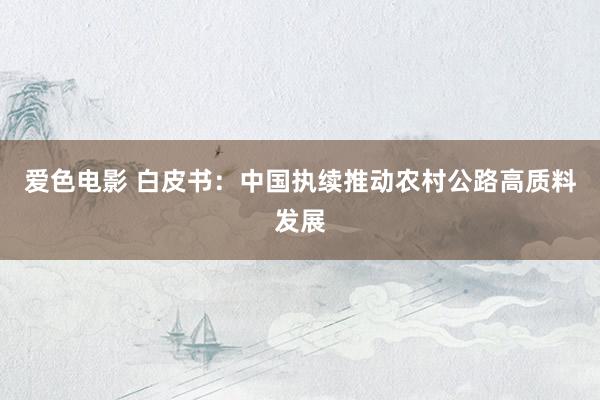 爱色电影 白皮书：中国执续推动农村公路高质料发展