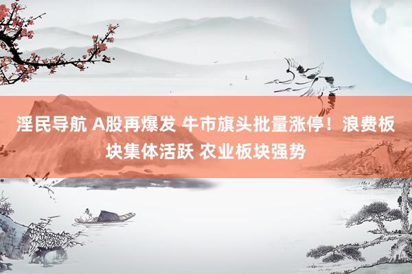 淫民导航 A股再爆发 牛市旗头批量涨停！浪费板块集体活跃 农业板块强势