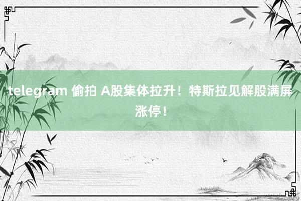telegram 偷拍 A股集体拉升！特斯拉见解股满屏涨停！