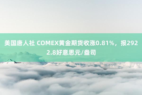 美国唐人社 COMEX黄金期货收涨0.81%，报2922.8好意思元/盎司