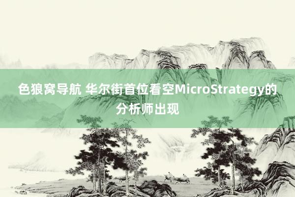 色狼窝导航 华尔街首位看空MicroStrategy的分析师出现
